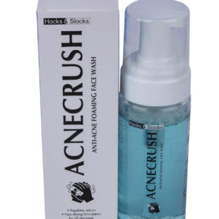 Hacks & Slacks Acnecrush Anti-Acne Foaming Face Wash, 150ml | Controls Sebum, Clears Pimples & Prevents Breakouts | Gentle, Non-Drying Formula for Oily & Acne-Prone Skin